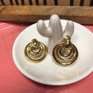 Vintage Gold Layered Hoop Clip On Earrings